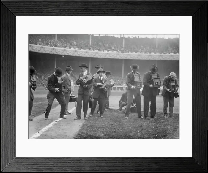 Framed Print : Photographers - Polo Grounds, 1914. Creator: Bain News Service Framed Print : Photographers - Polo Grounds, 1914. Creator: Bain News Service