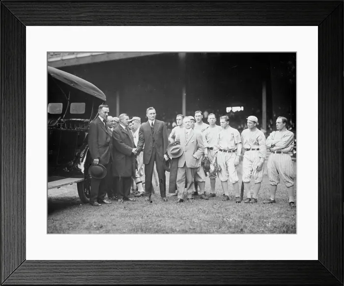 Framed Print : Presenting Auto to Walter Johnson, Washington AL (baseball), 1913. Creator: Bain News Service Framed Print : Presenting Auto to Walter Johnson, Washington AL (baseball), 1913. Creator: Bain News Service