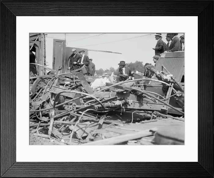 Framed Print : Wreck of car Chancellor, North Haven, 1913. Creator: Bain News Service Framed Print : Wreck of car Chancellor, North Haven, 1913. Creator: Bain News Service