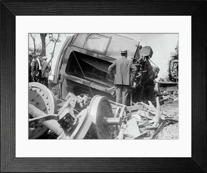 Framed Print : Wreck of car Chrisholm, 1913. Creator: Bain News Service Framed Print : Wreck of car Chrisholm, 1913. Creator: Bain News Service