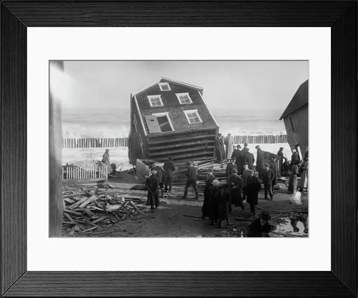 Framed Print : Seabright -- Wreck of life saving station, 1914. Creator: Bain News Service Framed Print : Seabright -- Wreck of life saving station, 1914. Creator: Bain News Service