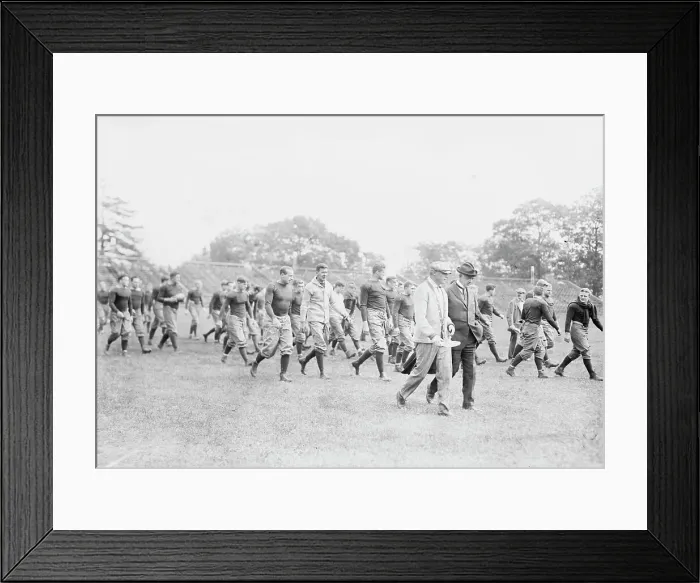 Framed Print : Yale Squad coming on field, Bomeisler, Spalding, Mack, Dr. Bull, between c1910 and c1915. Creator: Bain News Service Framed Print : Yale Squad coming on field, Bomeisler, Spalding, Mack, Dr. Bull, between c1910 and c1915. Creator: Bain News Service