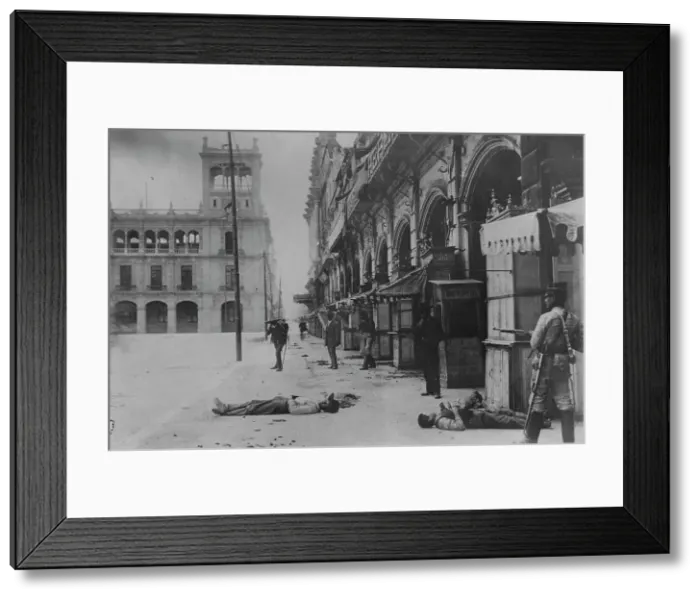 Framed Print : Dead in streets, Mexico City, between c1910 and c1915. Creator: Bain News Service Framed Print : Dead in streets, Mexico City, between c1910 and c1915. Creator: Bain News Service