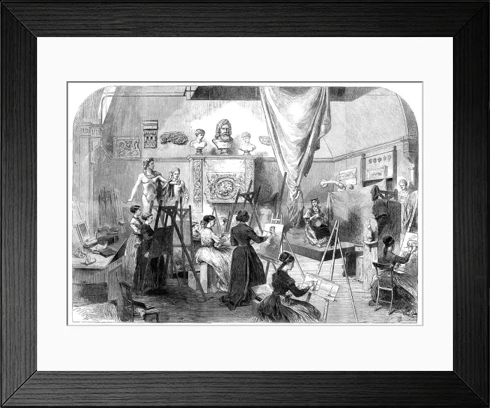 Framed Print : The Female School of Art, Queen-Square: the Life Class, 1868. Creator: Unknown Framed Print : The Female School of Art, Queen-Square: the Life Class, 1868. Creator: Unknown