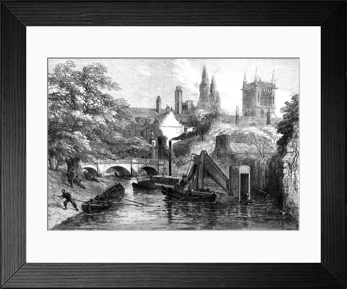 Framed Print : The Cam River improvements: dredging at St. John's Bridge, Cambridge, 1869. Creator: Unknown Framed Print : The Cam River improvements: dredging at St. John's Bridge, Cambridge, 1869. Creator: Unknown