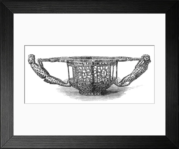 Framed Print : The Loan Collection, South Kensington Museum: bowl...with tiger handles, (Dacian, 5th century), 1868 Creator: Unknown Framed Print : The Loan Collection, South Kensington Museum: bowl...with tiger handles, (Dacian, 5th century), 1868 Creator: Unknown