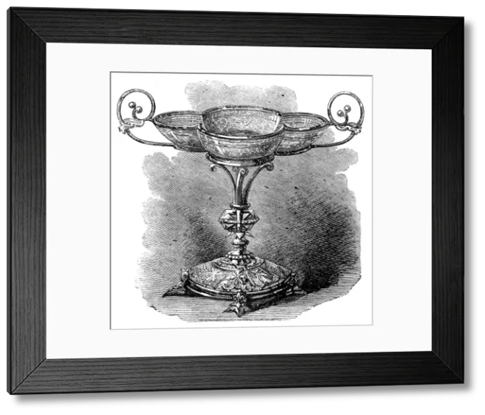 Framed Print : The Loan Collection, South Kensington Museum: engraved glass dessert-dish (Austrian), 1868. Creator: Unknown Framed Print : The Loan Collection, South Kensington Museum: engraved glass dessert-dish (Austrian), 1868. Creator: Unknown