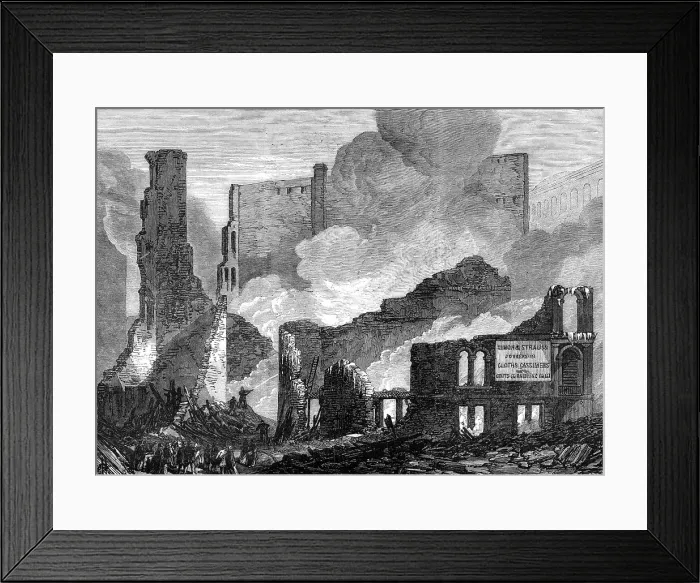 Framed Print : The Great Fire at Chicago: ruins on the south side of Lake-Street, 1868. Creator: Unknown Framed Print : The Great Fire at Chicago: ruins on the south side of Lake-Street, 1868. Creator: Unknown