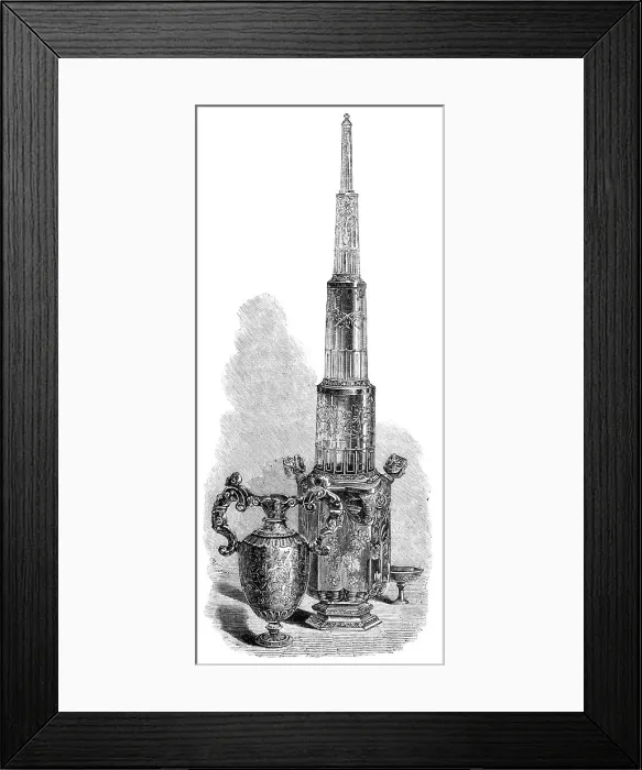 Framed Print : The Loan Collection, South Kensington Museum: rock crystal vase and table ornament, (German), 1868. Creator: Unknown Framed Print : The Loan Collection, South Kensington Museum: rock crystal vase and table ornament, (German), 1868. Creator: Unknown