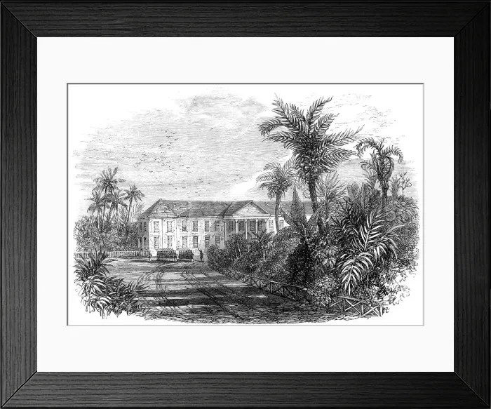 Framed Print : The Outbreak in Jamaica: the Governor's House, Spanish Town, 1865. Creator: Unknown Framed Print : The Outbreak in Jamaica: the Governor's House, Spanish Town, 1865. Creator: Unknown