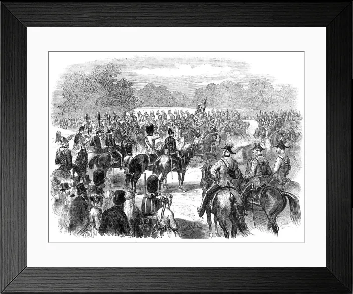 Framed Print : The Guards Parade at the Horse Guards in honour of the Queen's Birthday, 1869. Creator: Unknown Framed Print : The Guards Parade at the Horse Guards in honour of the Queen's Birthday, 1869. Creator: Unknown