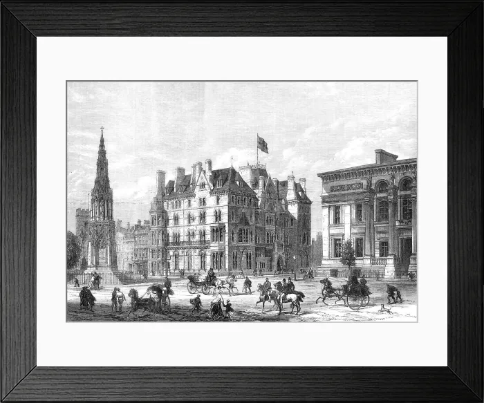 Framed Print : The Martyrs Memorial, Taylor Institution, and Randolph Hotel, Oxford, 1868. Creator: Unknown Framed Print : The Martyrs Memorial, Taylor Institution, and Randolph Hotel, Oxford, 1868. Creator: Unknown