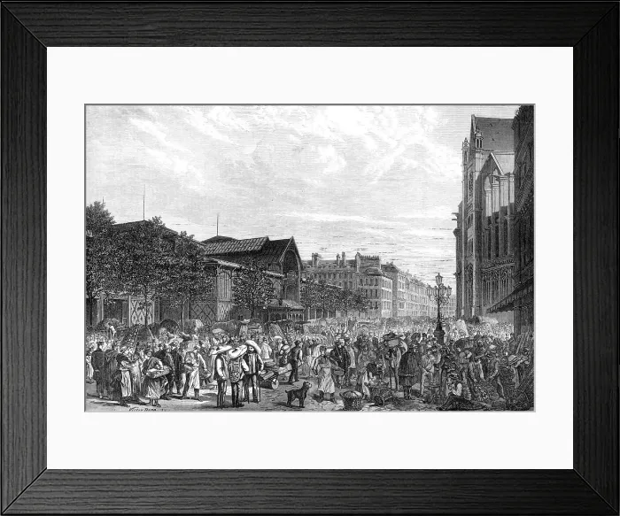 Framed Print : The Paris Halles Centrales at daybreak, 1869. Creator: Unknown Framed Print : The Paris Halles Centrales at daybreak, 1869. Creator: Unknown