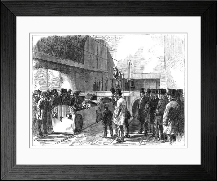 Framed Print : The Pneumatic Despatch Tube: the Holborn end of the Tube on the opening day, 1865. Creator: Unknown Framed Print : The Pneumatic Despatch Tube: the Holborn end of the Tube on the opening day, 1865. Creator: Unknown