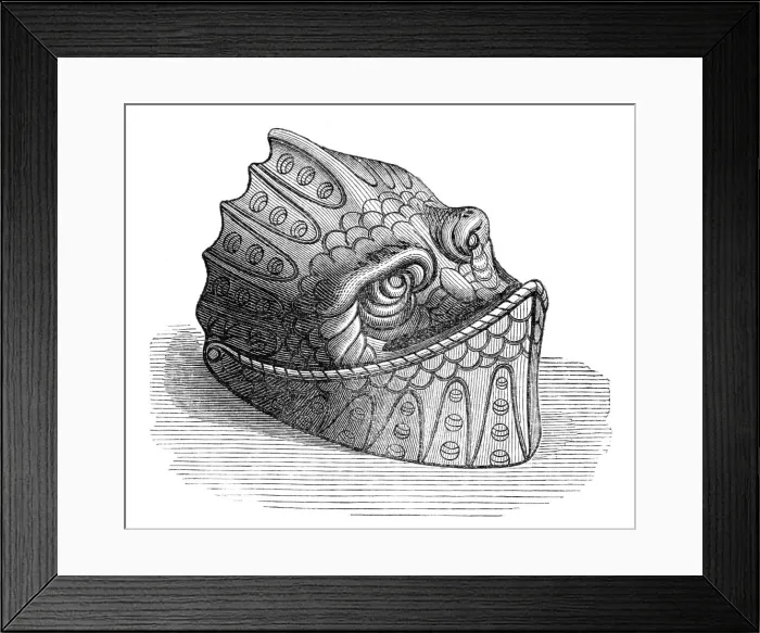 Framed Print : The Meyrick Collection at South Kensington: visor...of a helmet...Spanish, sixteenth century, 1869. Creator: Unknown Framed Print : The Meyrick Collection at South Kensington: visor...of a helmet...Spanish, sixteenth century, 1869. Creator: Unknown