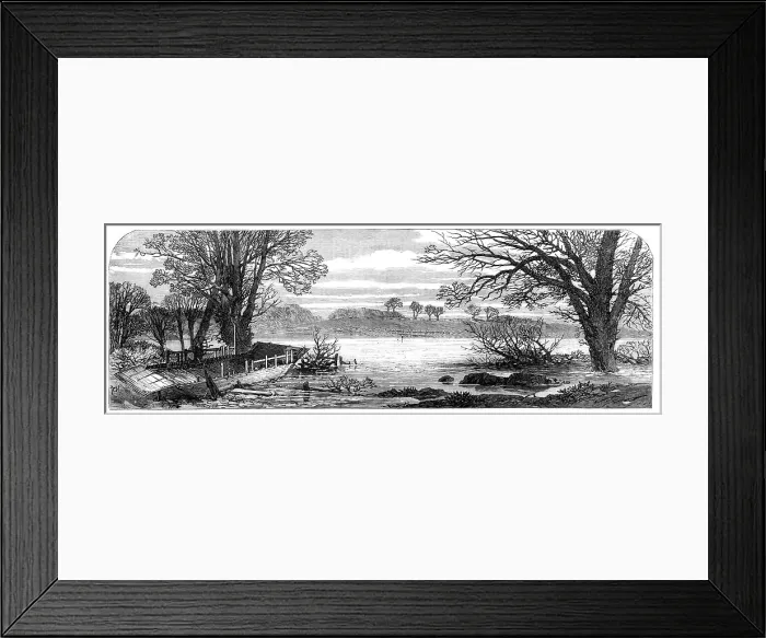Framed Print : The Hunting Disaster in Yorkshire: the ferry-boat on the Ure, 1869. Creator: Unknown Framed Print : The Hunting Disaster in Yorkshire: the ferry-boat on the Ure, 1869. Creator: Unknown