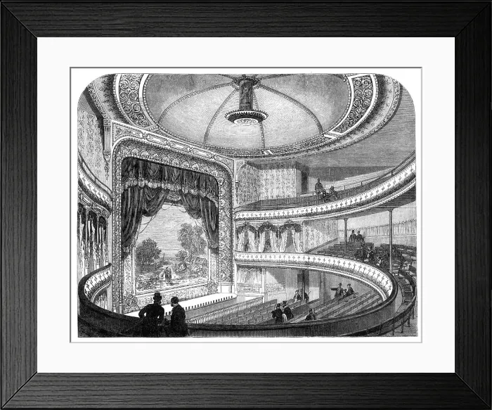 Framed Print : The new Globe Theatre, Strand, 1869. Creator: Unknown Framed Print : The new Globe Theatre, Strand, 1869. Creator: Unknown