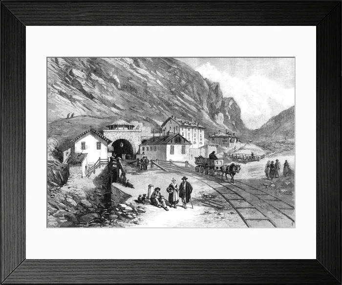 Framed Print : The new overland route to India: the tunnel railway tunnel under Mont Cenis - south end...1869. Creator: Unknown Framed Print : The new overland route to India: the tunnel railway tunnel under Mont Cenis - south end...1869. Creator: Unknown