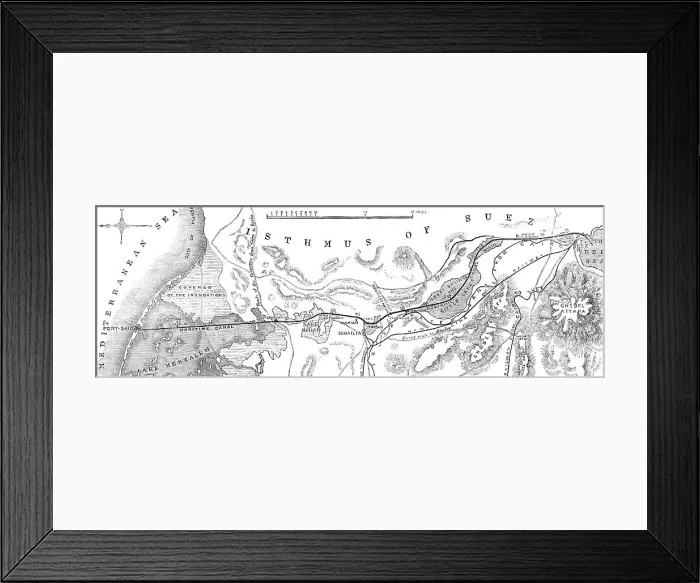 Framed Print : The Isthmus of Suez Maritime Canal: plan of the canal, with the small fresh-water canal, 1869. Creator: Unknown Framed Print : The Isthmus of Suez Maritime Canal: plan of the canal, with the small fresh-water canal, 1869. Creator: Unknown