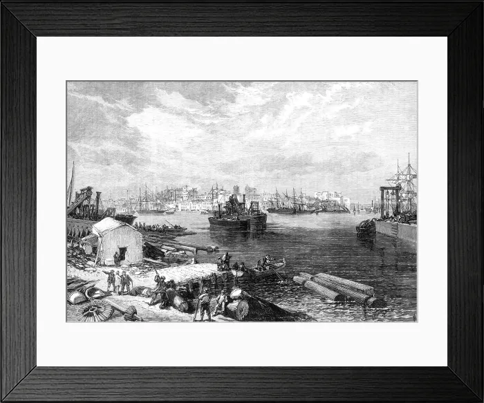 Framed Print : The new overland route to India: town and port of Brindisi, 1869. Creator: Unknown Framed Print : The new overland route to India: town and port of Brindisi, 1869. Creator: Unknown