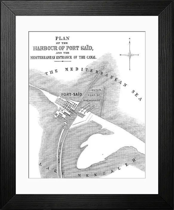 Framed Print : The Isthmus of Suez Maritime Canal: plan of the Harbour of Port Said, 1869. Creator: Unknown Framed Print : The Isthmus of Suez Maritime Canal: plan of the Harbour of Port Said, 1869. Creator: Unknown