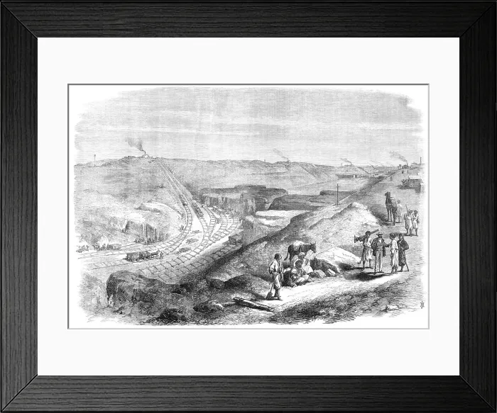Framed Print : The Isthmus of Suez Maritime Canal: the cutting near Chalouf, 1869. Creator: Unknown Framed Print : The Isthmus of Suez Maritime Canal: the cutting near Chalouf, 1869. Creator: Unknown