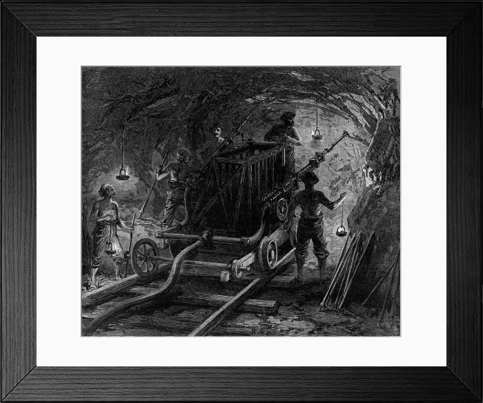 Framed Print : The new overland route to India and the railway tunnel of the Alps: boring-machine... 1869. Creator: Unknown Framed Print : The new overland route to India and the railway tunnel of the Alps: boring-machine... 1869. Creator: Unknown