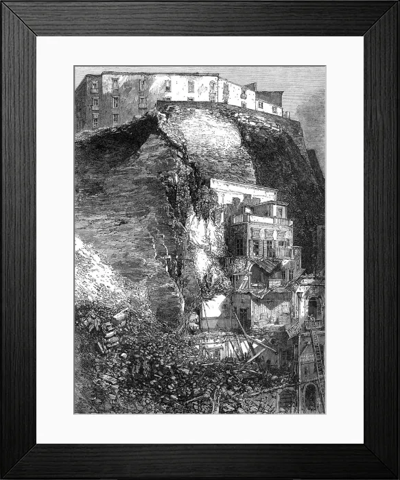 Framed Print : The landslip at Naples: scene of the disaster, 1868. Creator: Unknown Framed Print : The landslip at Naples: scene of the disaster, 1868. Creator: Unknown