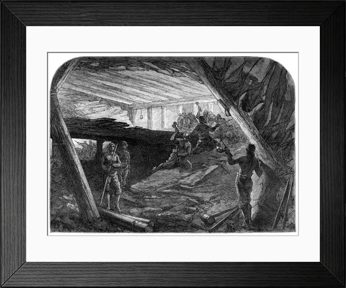 Framed Print : The new overland route to India and the railway tunnel of the Alps:working galleries, 1869. Creator: Unknown Framed Print : The new overland route to India and the railway tunnel of the Alps:working galleries, 1869. Creator: Unknown