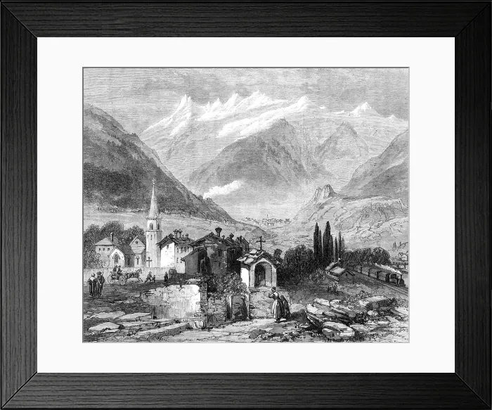 Framed Print : The new overland route to India: Modane, at the north end of the tunnel under Mont Cenis, 1869. Creator: Unknown Framed Print : The new overland route to India: Modane, at the north end of the tunnel under Mont Cenis, 1869. Creator: Unknown