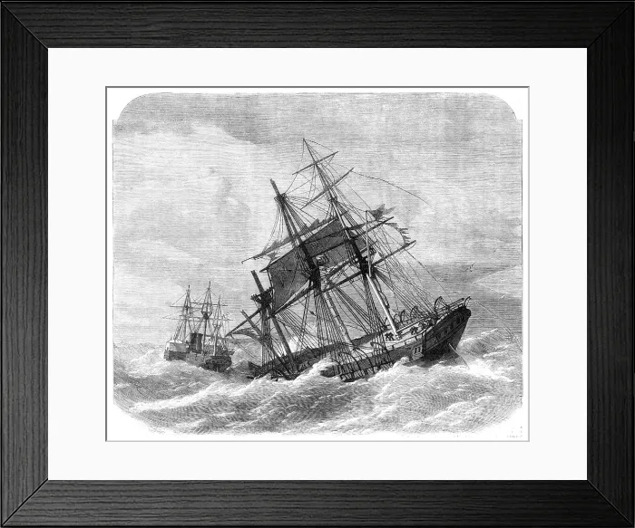 Framed Print : The late collision off The Lizard: H.M.S. Terrible towing The Calcutta into Plymouth, 1869. Creator: Unknown Framed Print : The late collision off The Lizard: H.M.S. Terrible towing The Calcutta into Plymouth, 1869. Creator: Unknown