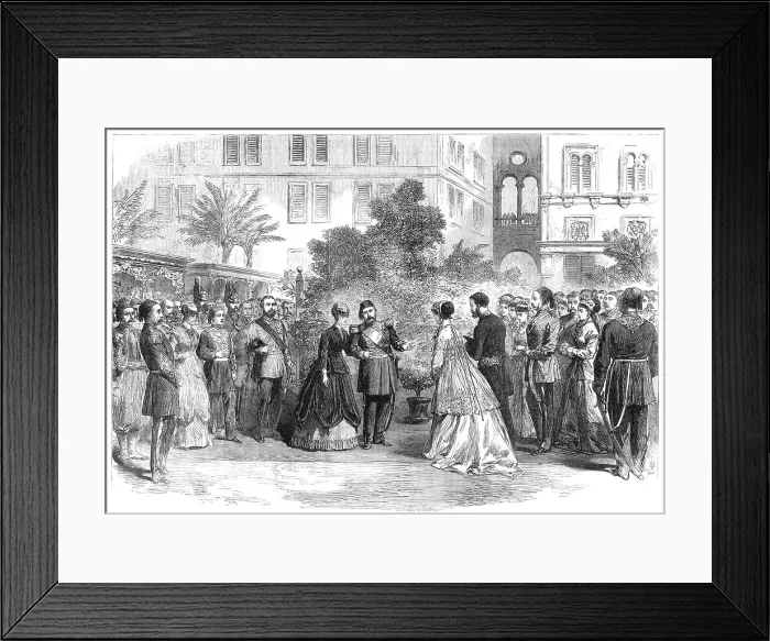 Framed Print : The Prince and Princess of Wales in Egypt:Viceroy introducing Mrs. Stanton to the Princess, 1869. Creator: Unknown Framed Print : The Prince and Princess of Wales in Egypt:Viceroy introducing Mrs. Stanton to the Princess, 1869. Creator: Unknown