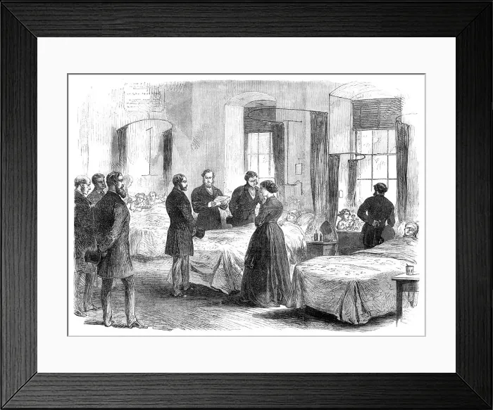 Framed Print : The Prince of Wales visiting persons at St. Bart's Hospital wounded by Clerkenwell Explosion, 1868. Creator: Unknown Framed Print : The Prince of Wales visiting persons at St. Bart's Hospital wounded by Clerkenwell Explosion, 1868. Creator: Unknown