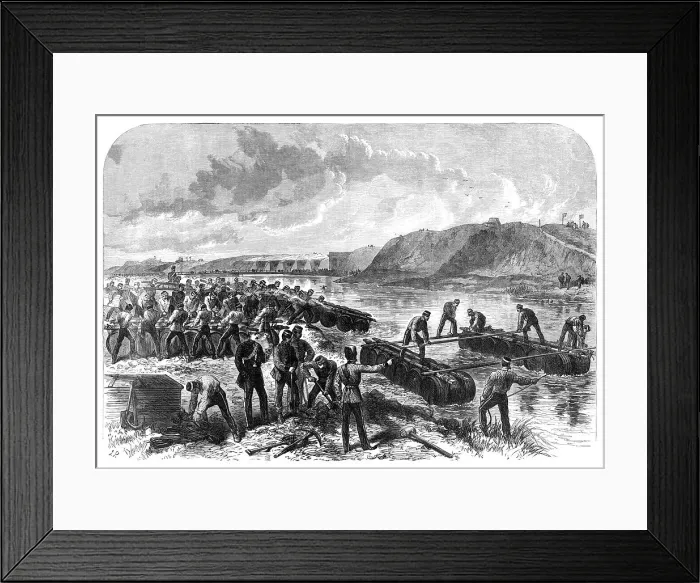 Framed Print : The Volunteer Review at Portsmouth: the 1st Hants Engineer Volunteers constructing a...bridge, 1868. Creator: Unknown Framed Print : The Volunteer Review at Portsmouth: the 1st Hants Engineer Volunteers constructing a...bridge, 1868. Creator: Unknown