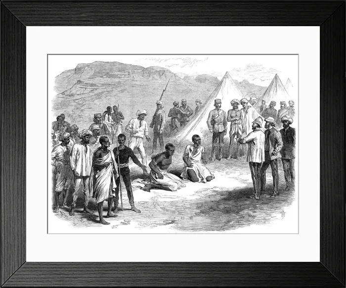 Framed Print : The War in Abyssinia: trial of two natives for stealing commissariat stores, 1868. Creator: Unknown Framed Print : The War in Abyssinia: trial of two natives for stealing commissariat stores, 1868. Creator: Unknown