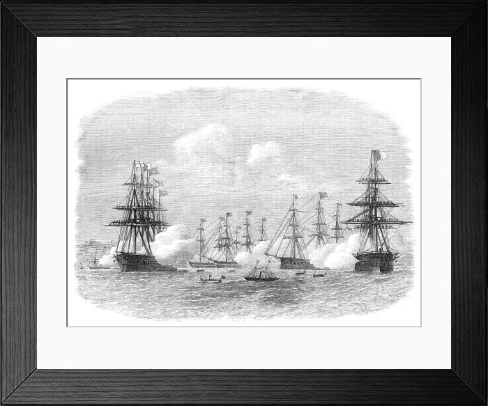 Framed Print : Visit of the King of Portugal to the English Channel Fleet at Lisbon, 1869. Creator: Unknown Framed Print : Visit of the King of Portugal to the English Channel Fleet at Lisbon, 1869. Creator: Unknown