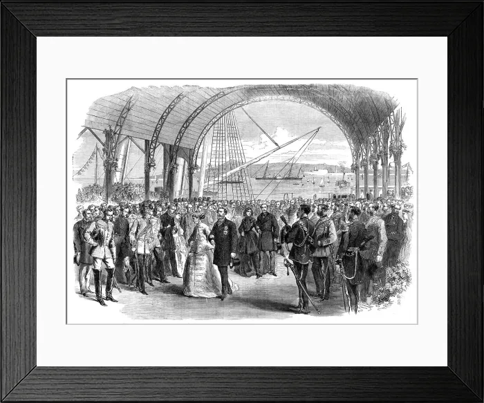 Framed Print : Visit of the Prince and Princess of Wales to Ireland: the Royal Party landing at...Kingstown, 1868. Creator: Unknown Framed Print : Visit of the Prince and Princess of Wales to Ireland: the Royal Party landing at...Kingstown, 1868. Creator: Unknown