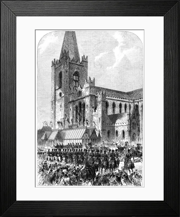 Framed Print : Visit of the Prince and Princess of Wales to Ireland: arrival...at St. Patrick's Cathedral, 1868. Creator: C. R Framed Print : Visit of the Prince and Princess of Wales to Ireland: arrival...at St. Patrick's Cathedral, 1868. Creator: C. R