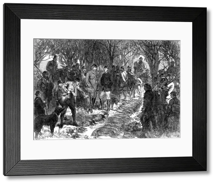 Framed Print : Visit of the Prince and Princess of Wales to Melford Hall, Suffolk: shooting party... 1865. Creator: Unknown Framed Print : Visit of the Prince and Princess of Wales to Melford Hall, Suffolk: shooting party... 1865. Creator: Unknown
