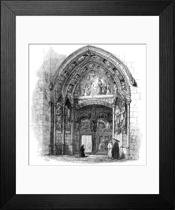 Framed Print : The Spanish Revolution: entrance...to Burgos Cathedral, where the governor was murdered, 1869. Creator: Unknown Framed Print : The Spanish Revolution: entrance...to Burgos Cathedral, where the governor was murdered, 1869. Creator: Unknown