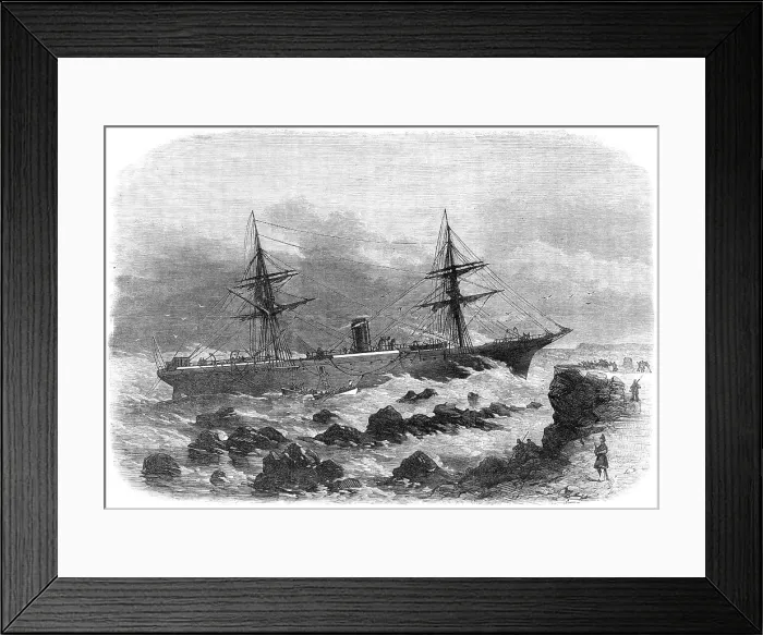 Framed Print : The steam-ship Chicago stranded on a reef of rocks off Cork Harbour, 1868. Creator: Unknown Framed Print : The steam-ship Chicago stranded on a reef of rocks off Cork Harbour, 1868. Creator: Unknown