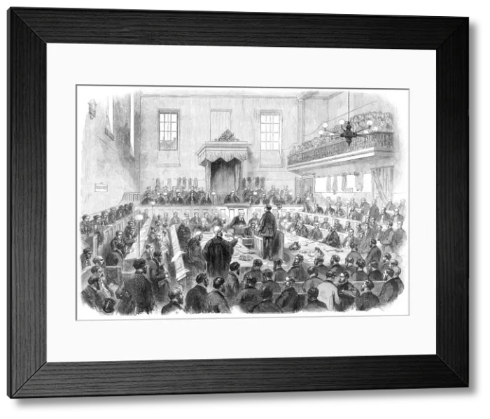 Framed Print : Trial of the Bradford Election Petition at the Borough Courthouse, 1869. Creator: Unknown Framed Print : Trial of the Bradford Election Petition at the Borough Courthouse, 1869. Creator: Unknown
