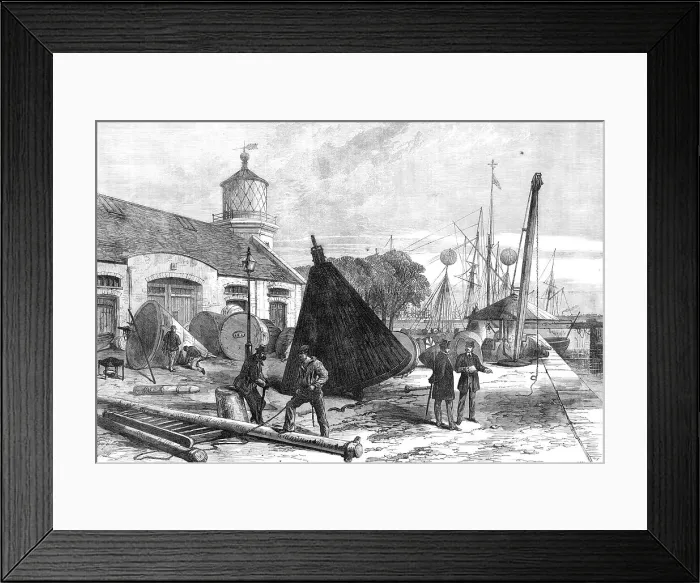 Framed Print : The Trinity Buoy Wharf, Blackwall, 1868. Creator: Mason Jackson Framed Print : The Trinity Buoy Wharf, Blackwall, 1868. Creator: Mason Jackson