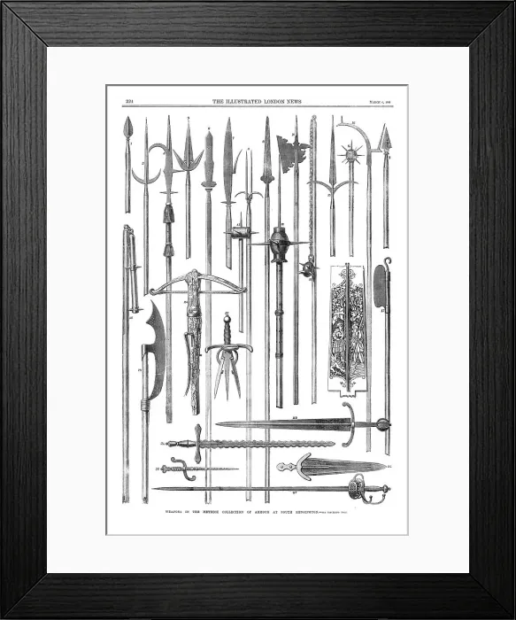 Framed Print : Weapons in the Meyrick Collection of armour at South Kensington, 1869. Creator: Unknown Framed Print : Weapons in the Meyrick Collection of armour at South Kensington, 1869. Creator: Unknown