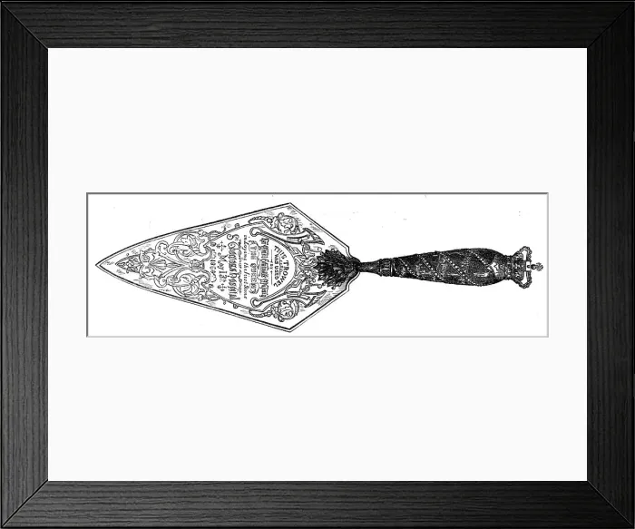 Framed Print : Trowel used by the Queen in laying the first stone of the new St. Thomas's Hospital, 1868. Creator: Unknown Framed Print : Trowel used by the Queen in laying the first stone of the new St. Thomas's Hospital, 1868. Creator: Unknown