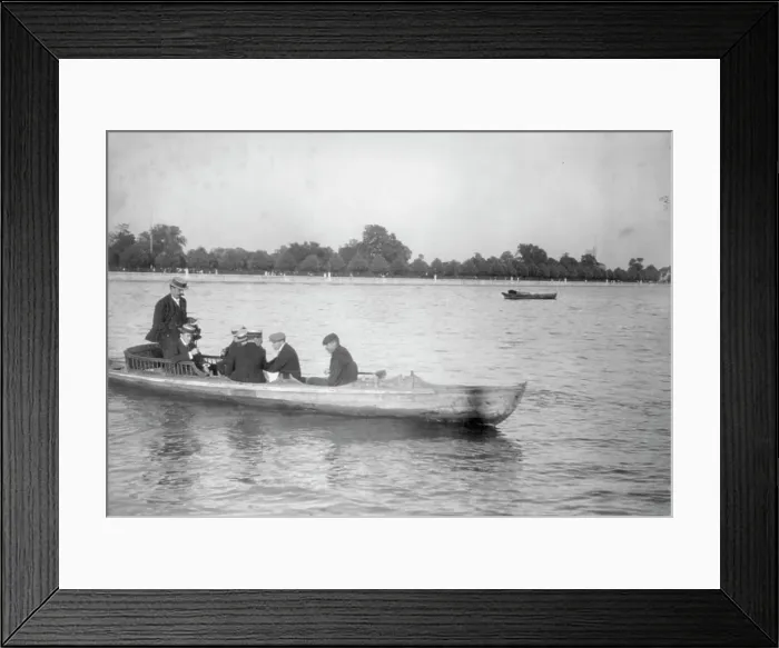 Framed Print : Seven men in a boat, Cambridge, Massachusetts, 1906. Creator: Unknown