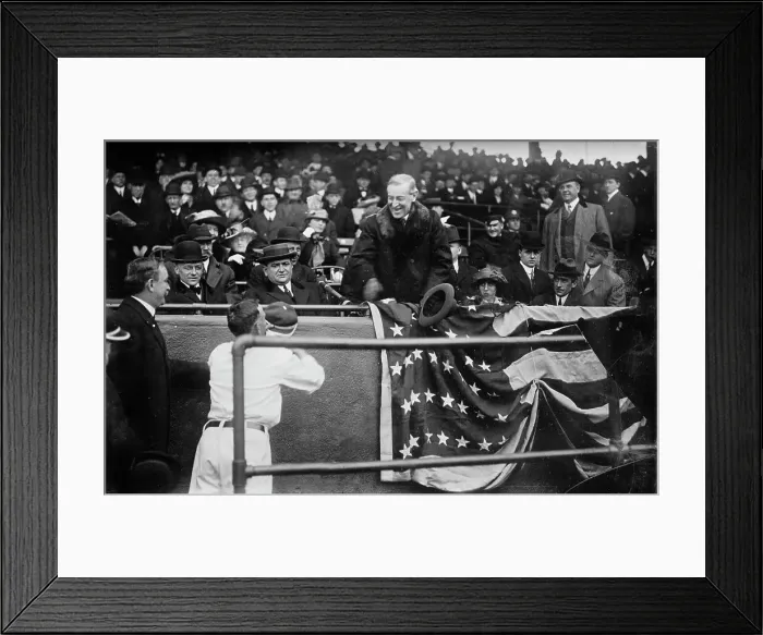 Framed Print : Wilson opens Ball Season, Wash. between c1910 and c1915. Creator: Bain News Service Framed Print : Wilson opens Ball Season, Wash. between c1910 and c1915. Creator: Bain News Service