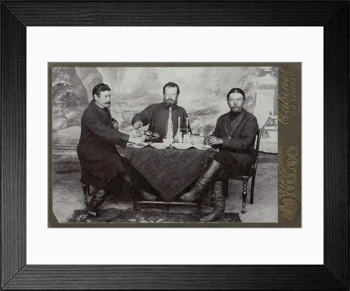 Framed Print : Korzhenevsky Yan Iosifovich, merchant Susoev and headman Kozlov, 1912-1913. Creator: Abramov Framed Print : Korzhenevsky Yan Iosifovich, merchant Susoev and headman Kozlov, 1912-1913. Creator: Abramov
