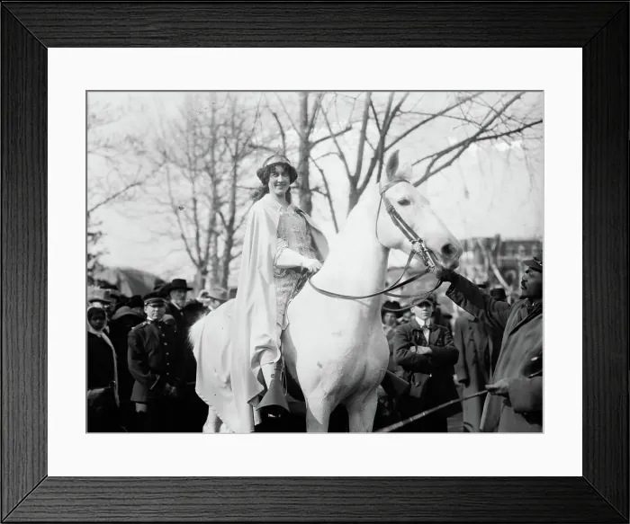 Framed Print : Inez Milholland - Suffrage parade, 1913. Creator: Bain News Service Framed Print : Inez Milholland - Suffrage parade, 1913. Creator: Bain News Service