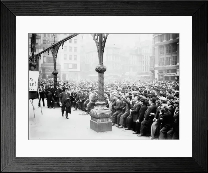 Framed Print : Union Square, New York. J.J. Ettor speaking to striking barbers, 1913. Creator: Bain News Service Framed Print : Union Square, New York. J.J. Ettor speaking to striking barbers, 1913. Creator: Bain News Service